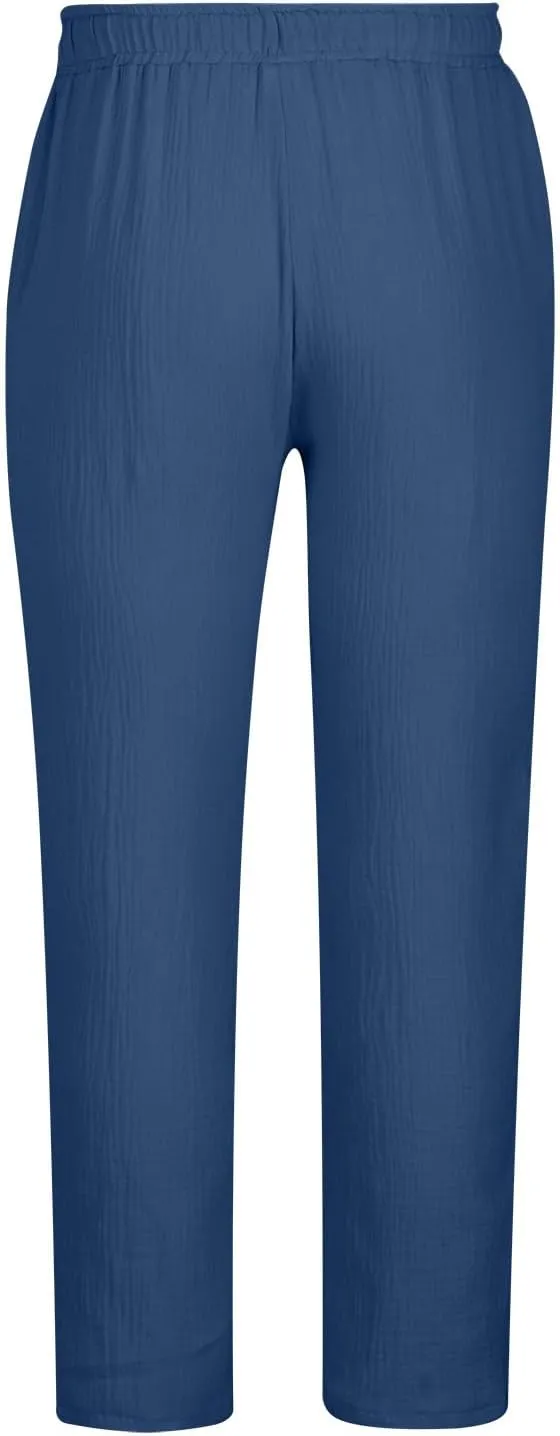 Casual Pants for Mens Linen Pants Drawstring Beach Trousers Relaxed-Fit Yoga Pants Summer Elastic Waist Pants