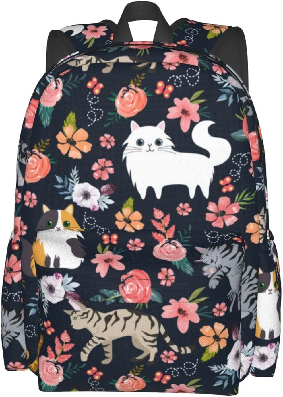 Cat Flower Backpack 16 Inches Lightweight Travel Laptop Backpack