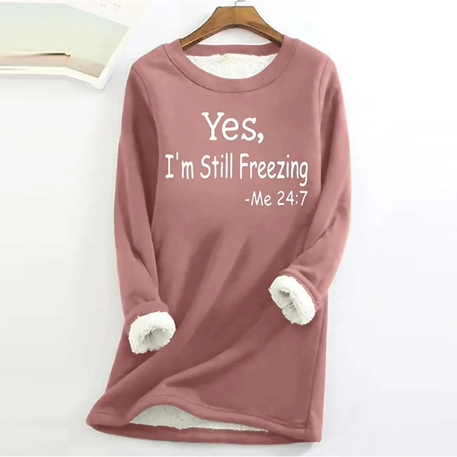 Ceboyel Womens Fleece Sweatshirts 2023 Sherpa Lined Pullover Shirts Funny Cute Sweater Tops Warm Winter Loungewear Clothes