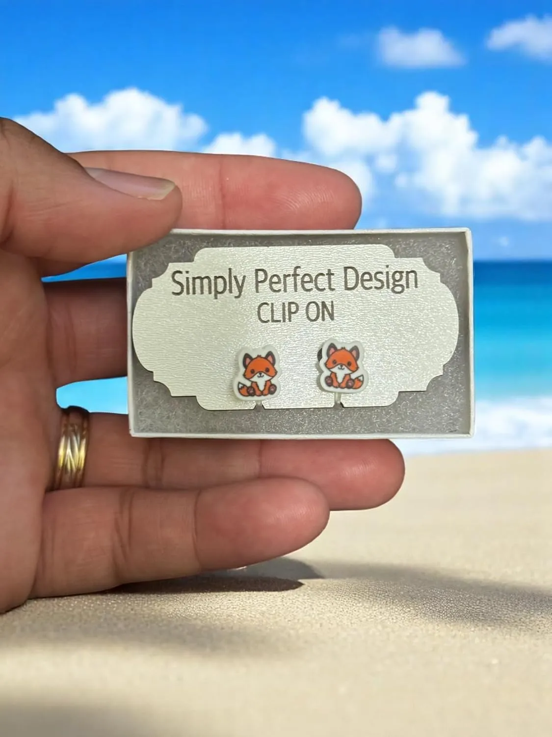 Charming Sitting Fox Acrylic Clip On Earrings for Women & Kids - Non-Pierced Earrings for Girls, Perfect Valentines Gift, Cute Clip Earrings for Kids & Moms, Ideal for All Ages
