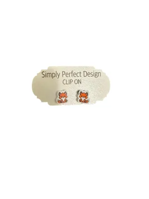 Charming Sitting Fox Acrylic Clip On Earrings for Women & Kids - Non-Pierced Earrings for Girls, Perfect Valentines Gift, Cute Clip Earrings for Kids & Moms, Ideal for All Ages