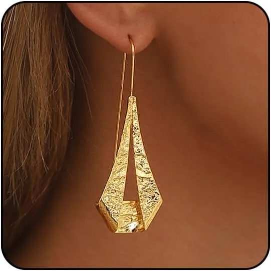 Chunky Gold Dangle Earrings - Large Statement Earrings in Teardrop, Ball, Circle & Heart Shapes - Trendy Fashion Jewelry