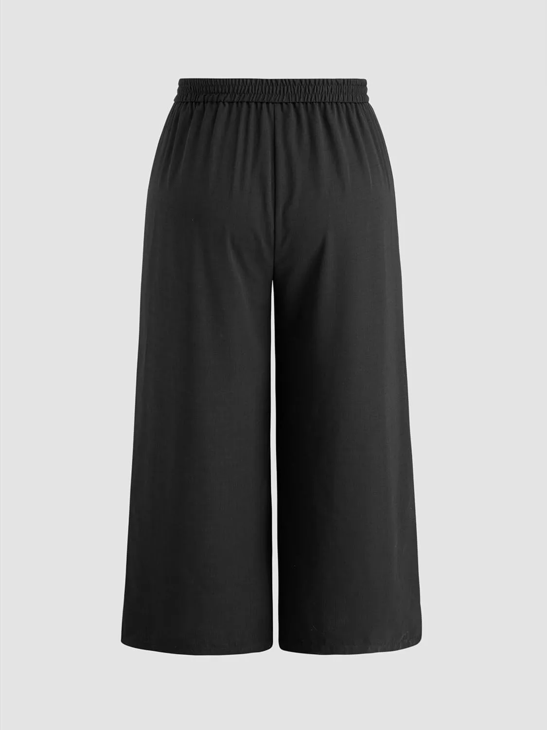 CIDER Solid High Waist Pleated Wide Leg Trousers Curve & Plus