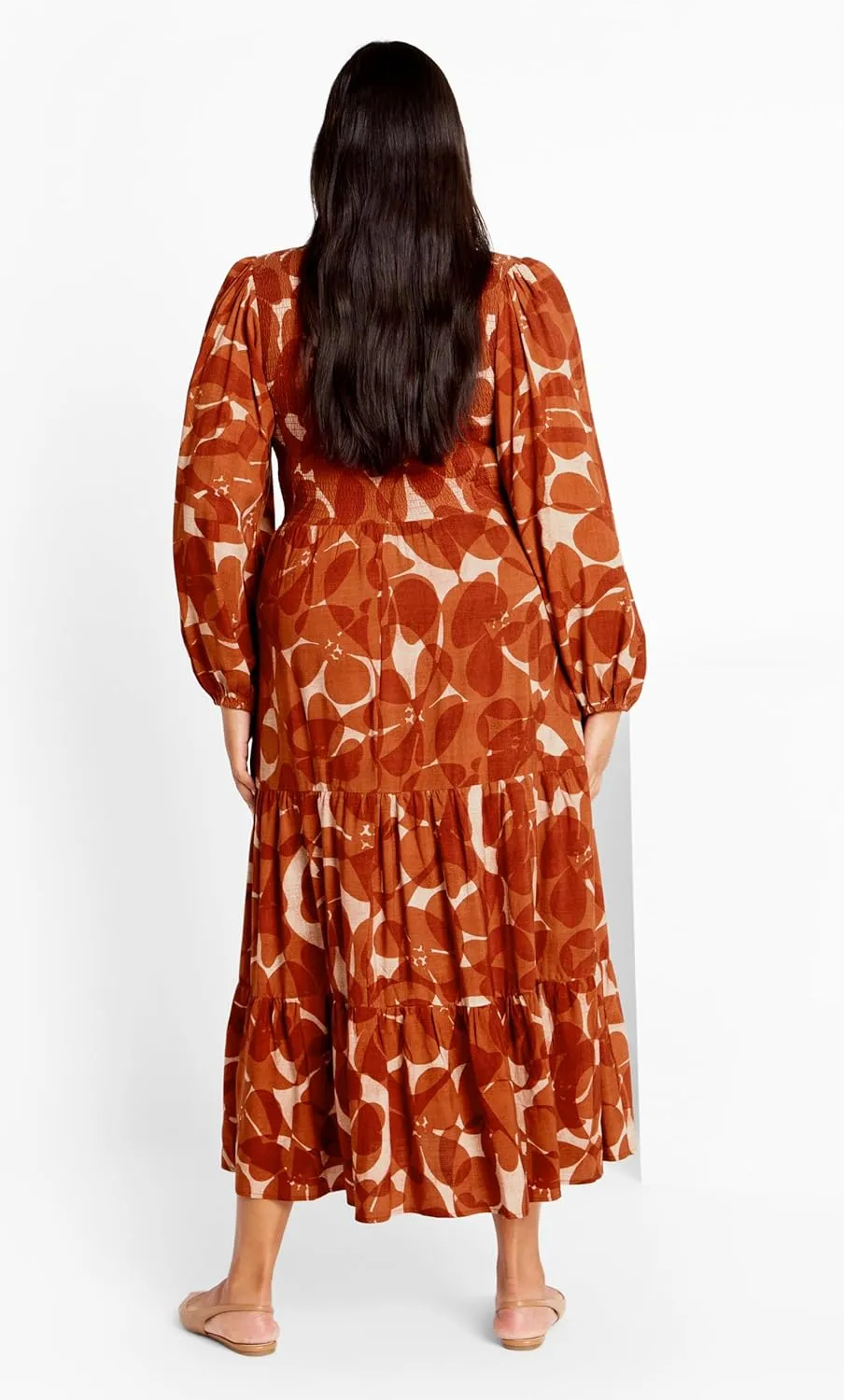 City Chic Women's Dress-Jayden Puff Sleeve Tiered Print