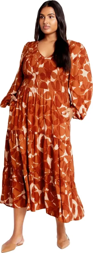 City Chic Women's Dress-Jayden Puff Sleeve Tiered Print