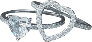 Classic 925 Silver Cubic Zirconia Heart Shape Solitaire CZ Engagement Ring For Women Promise Ring Couple Rings