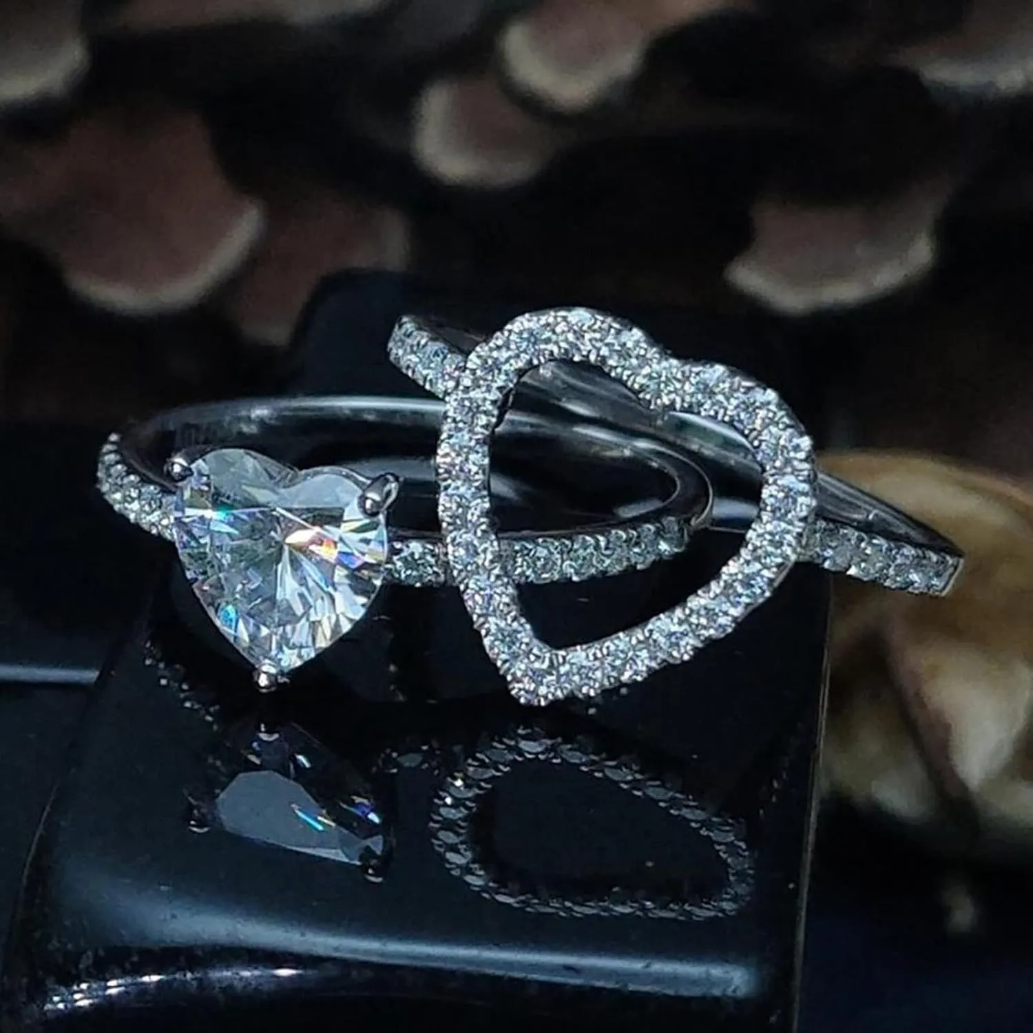 Classic 925 Silver Cubic Zirconia Heart Shape Solitaire CZ Engagement Ring For Women Promise Ring Couple Rings