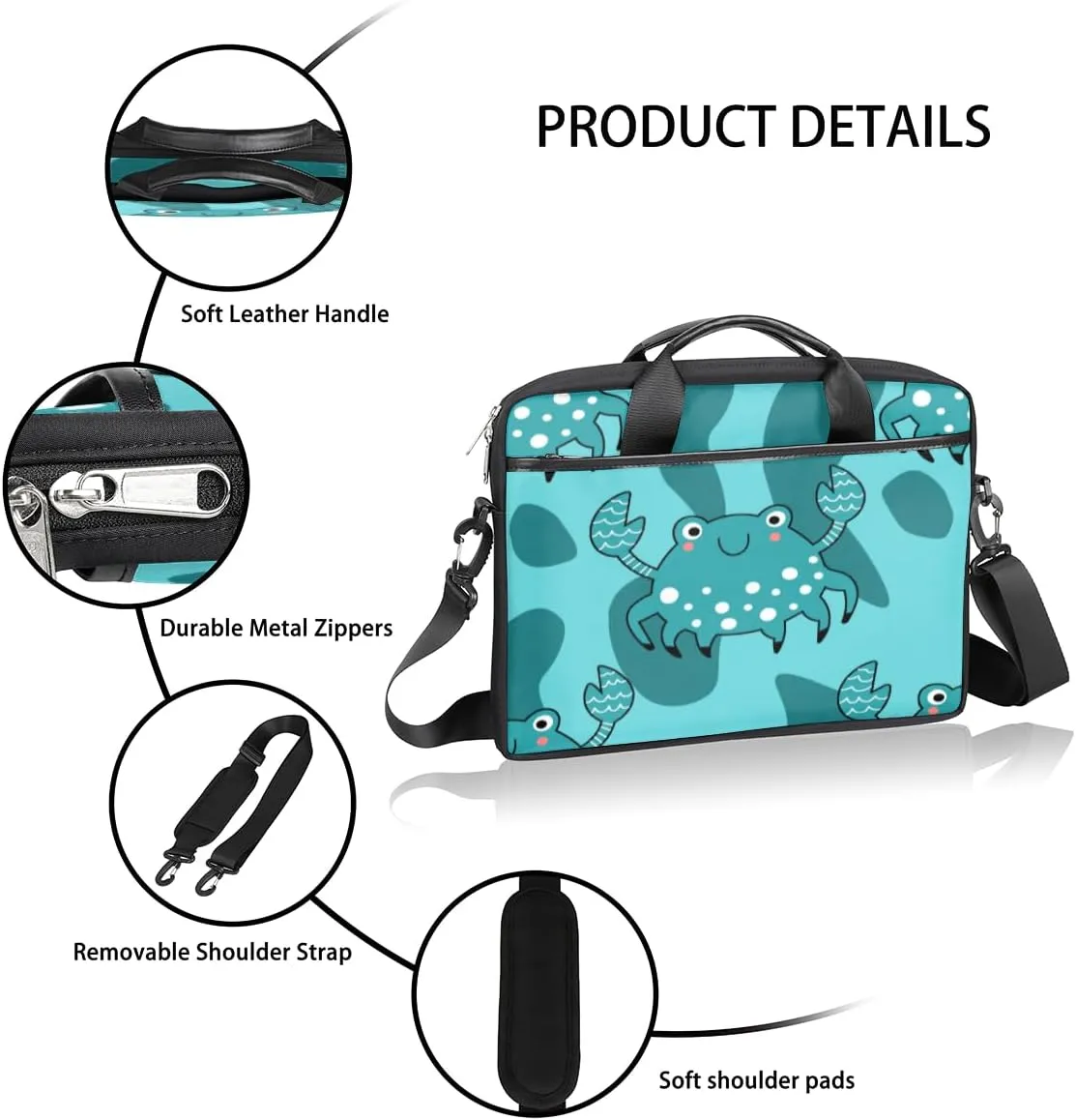 Classic Shape Decor Laptop Shoulder Bag for Tablet Computer Notebook Sleeve Messenger Carrying Case Briefcase Tote