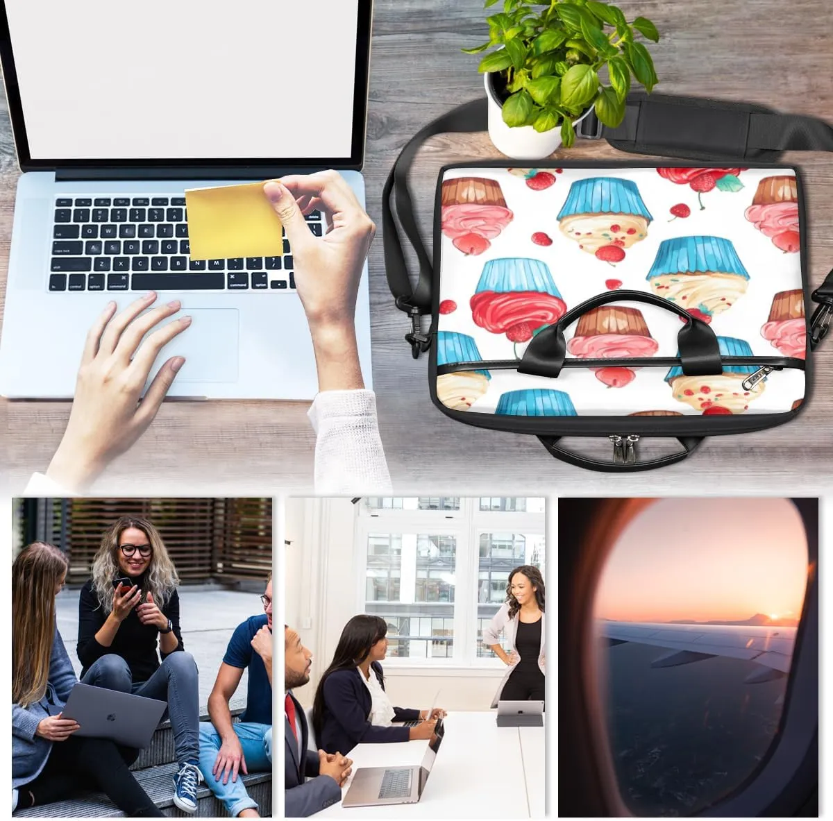 Classic Shape Decor Laptop Shoulder Bag for Tablet Computer Notebook Sleeve Messenger Carrying Case Briefcase Tote