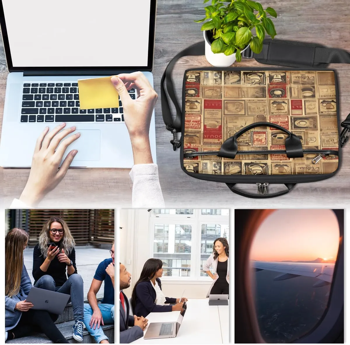 Classic Shape Decor Laptop Shoulder Bag for Tablet Computer Notebook Sleeve Messenger Carrying Case Briefcase Tote