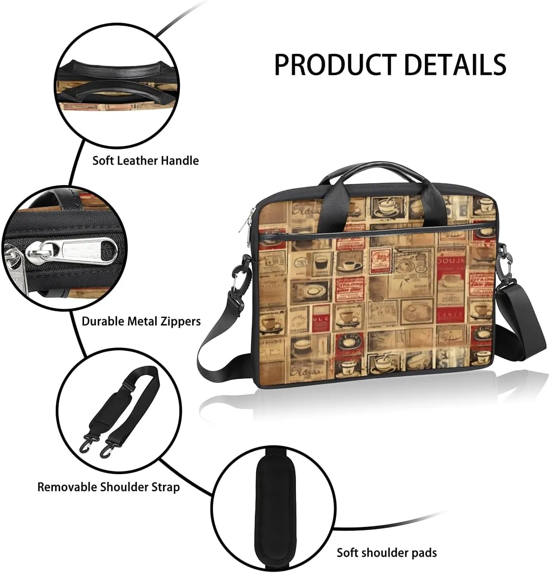 Classic Shape Decor Laptop Shoulder Bag for Tablet Computer Notebook Sleeve Messenger Carrying Case Briefcase Tote