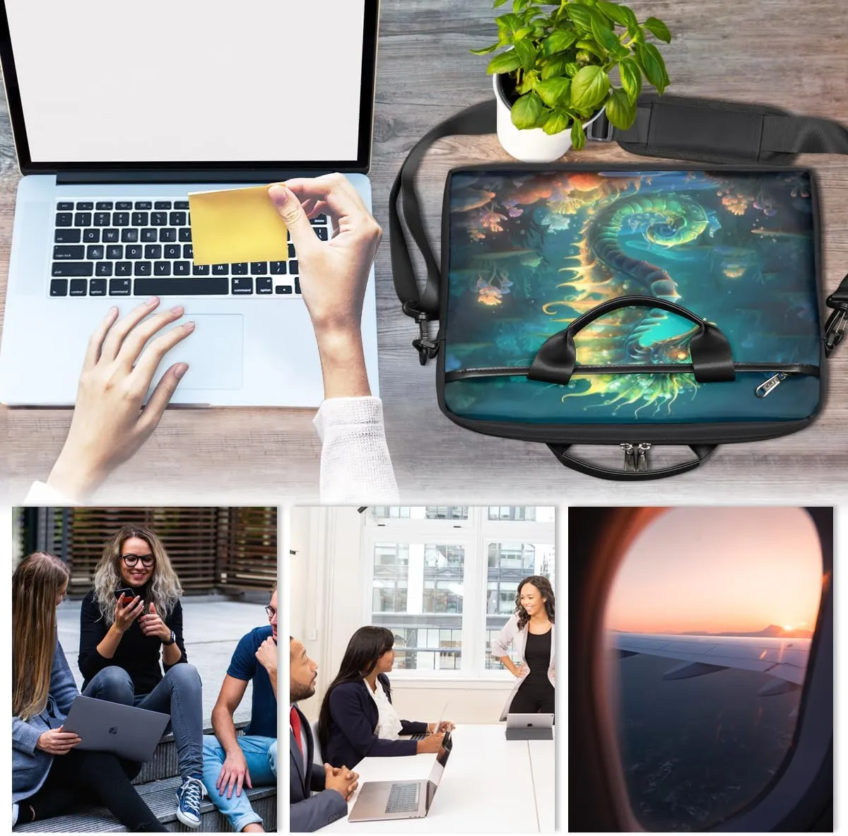Classic Shape Decor Laptop Shoulder Bag for Tablet Computer Notebook Sleeve Messenger Carrying Case Briefcase Tote