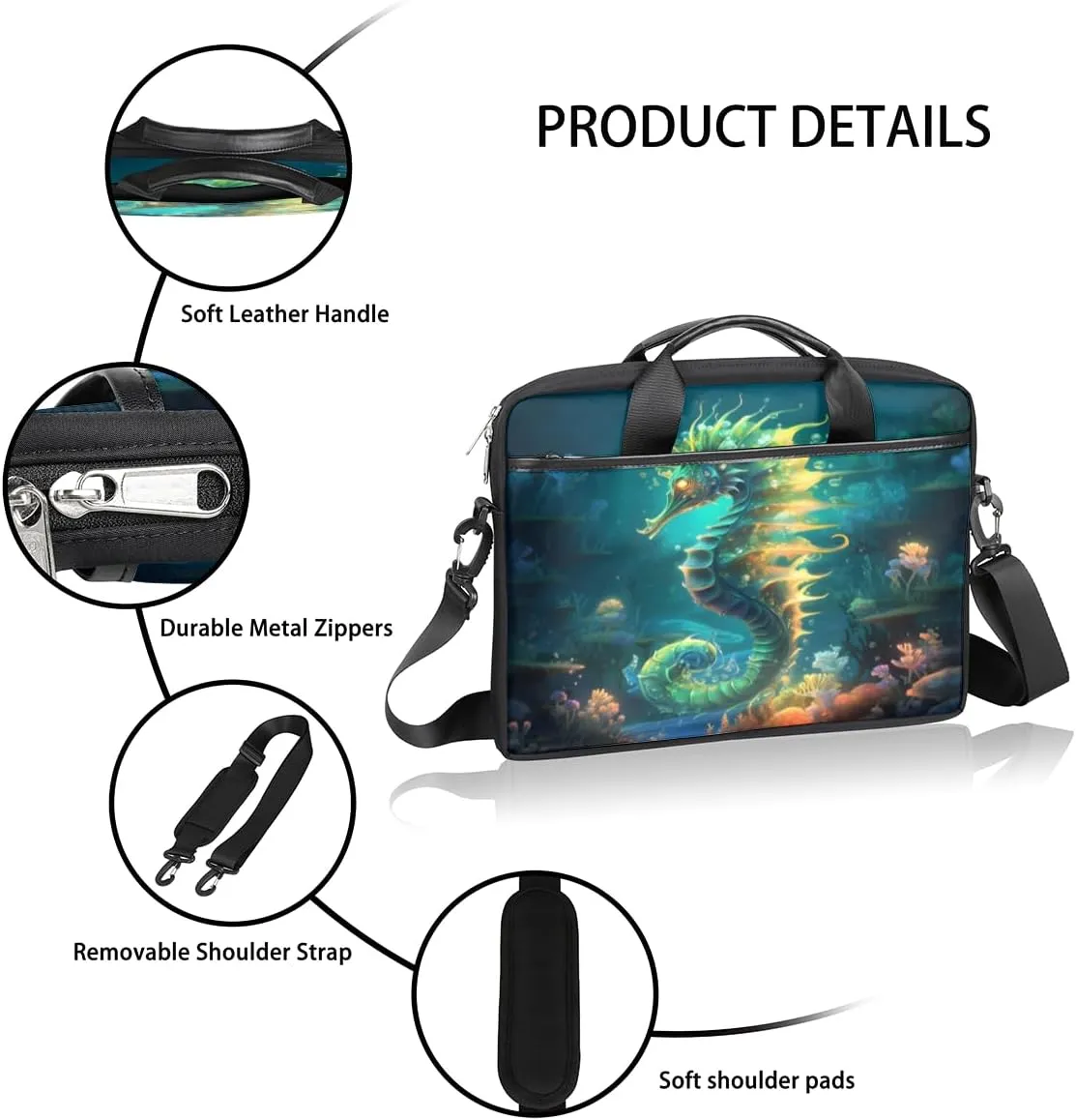 Classic Shape Decor Laptop Shoulder Bag for Tablet Computer Notebook Sleeve Messenger Carrying Case Briefcase Tote