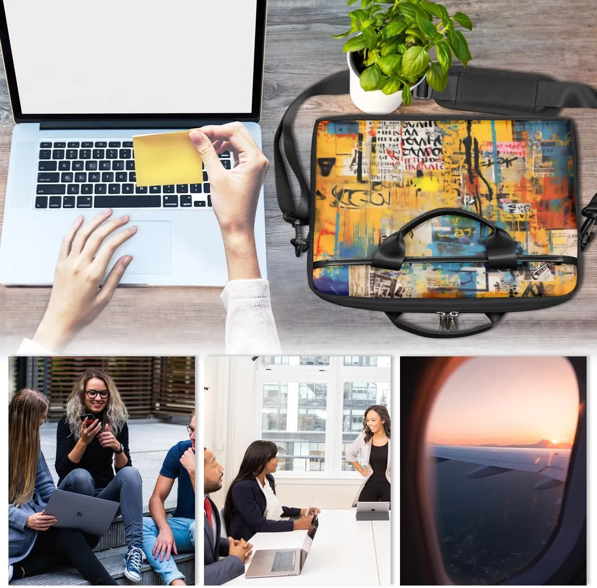Classic Shape Decor Laptop Shoulder Bag for Tablet Computer Notebook Sleeve Messenger Carrying Case Briefcase Tote