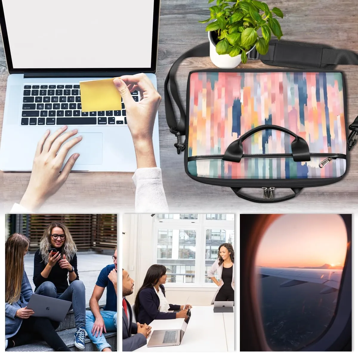 Classic Shape Decor Laptop Shoulder Bag for Tablet Computer Notebook Sleeve Messenger Carrying Case Briefcase Tote
