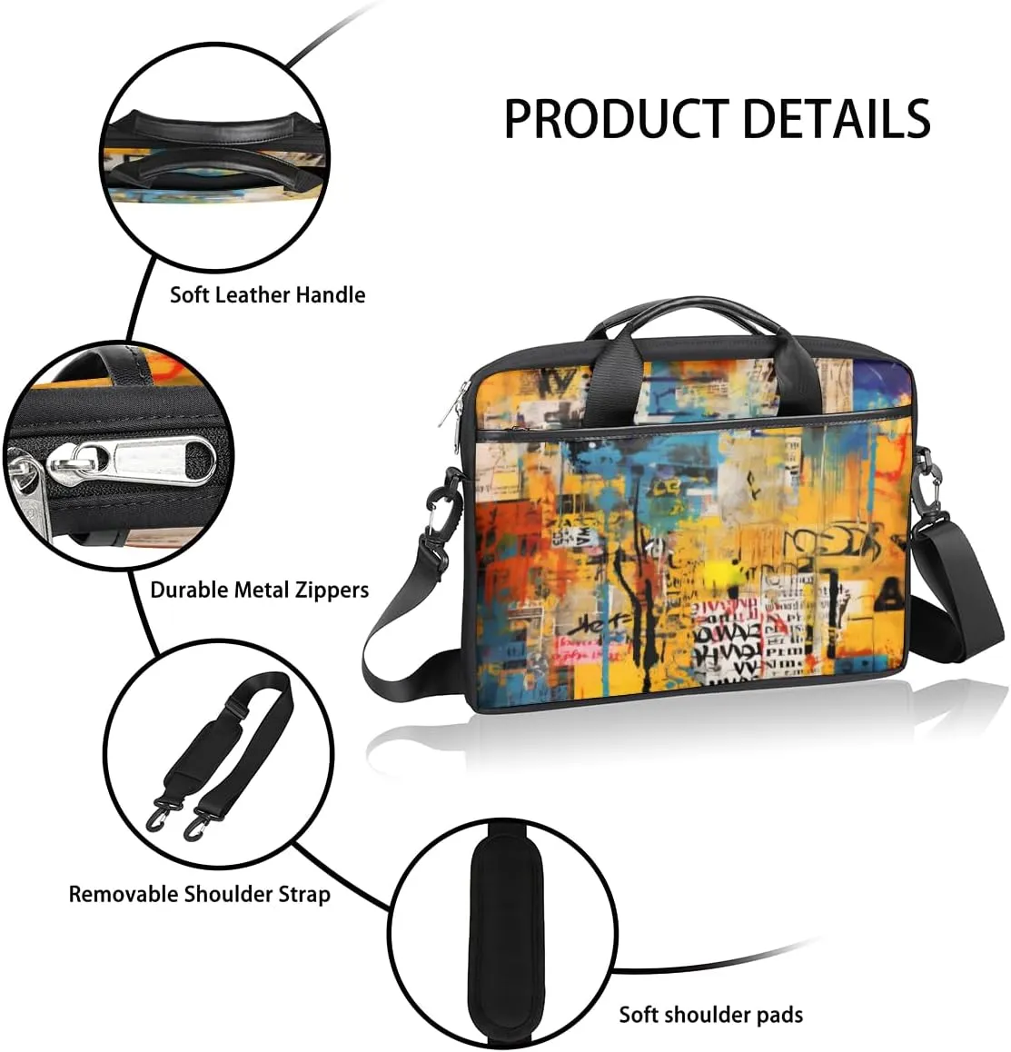 Classic Shape Decor Laptop Shoulder Bag for Tablet Computer Notebook Sleeve Messenger Carrying Case Briefcase Tote