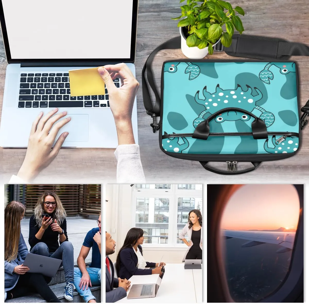 Classic Shape Decor Laptop Shoulder Bag for Tablet Computer Notebook Sleeve Messenger Carrying Case Briefcase Tote