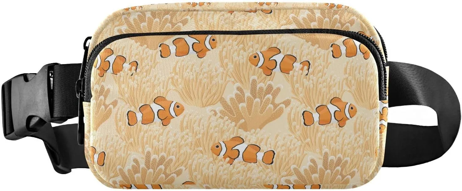 Clown Fish Yellow Fanny Pack for Women Men Crossbody Belt Bag Fashion Waist Packs Purse with Adjustable Strap Travel Chest Bag for Outdoors Workout Travel