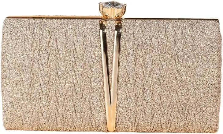 Clutch Purses Women 2025 Sparkly Pleated Evening Handbags Crossbody Shoulder Bag with Chain Prom Cocktail Wedding
