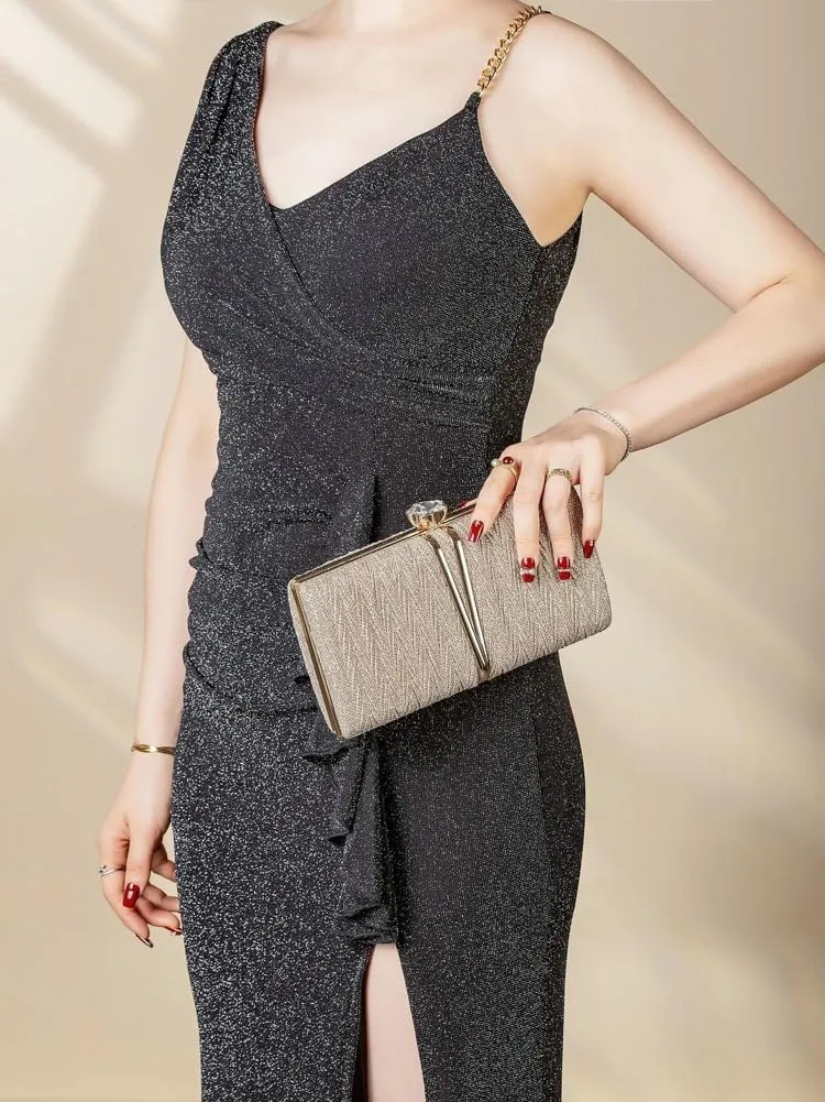 Clutch Purses Women 2025 Sparkly Pleated Evening Handbags Crossbody Shoulder Bag with Chain Prom Cocktail Wedding