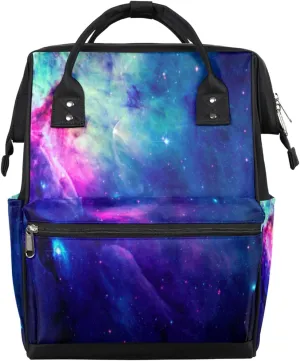 Colorful Funny Space Diaper Bag Tote Large Capacity Waterproof with Adjustable Shoulder Strap and Pram Straps Mommy Bag for Hospital Beach Weekender Travel