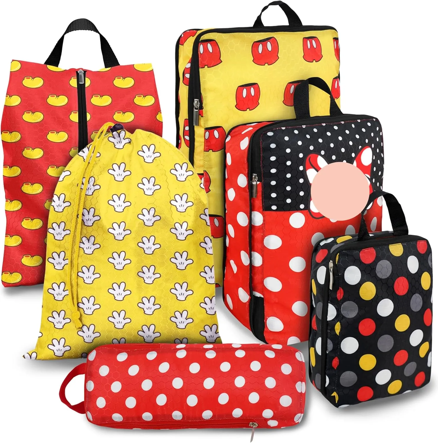 Compression Packing Cubes for Travel, 6 Set Red Dots Luggage Organizer, Lightweight Waterproof Expandable/Compression Bags Smell Proof Travel Packing Cubes for Suitcases