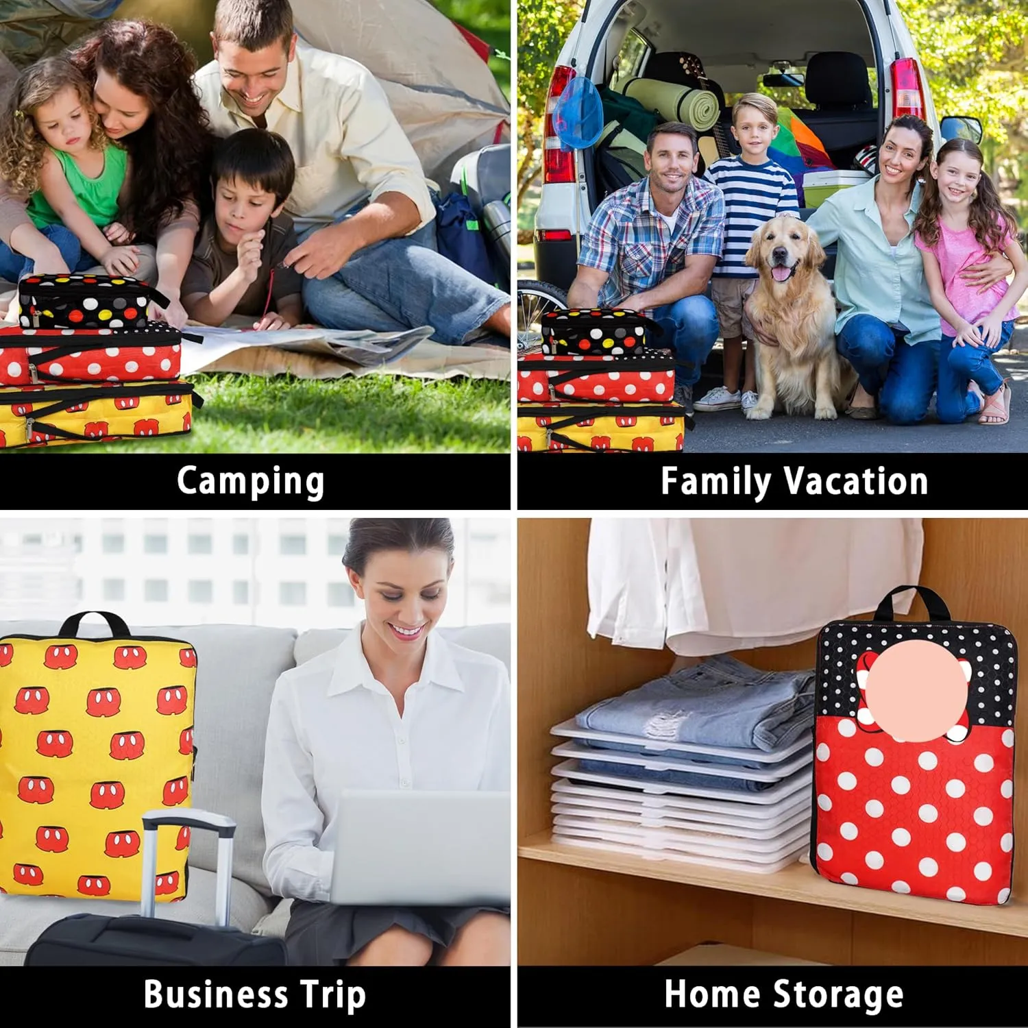 Compression Packing Cubes for Travel, 6 Set Red Dots Luggage Organizer, Lightweight Waterproof Expandable/Compression Bags Smell Proof Travel Packing Cubes for Suitcases
