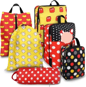Compression Packing Cubes for Travel, 6 Set Red Dots Luggage Organizer, Lightweight Waterproof Expandable/Compression Bags Smell Proof Travel Packing Cubes for Suitcases