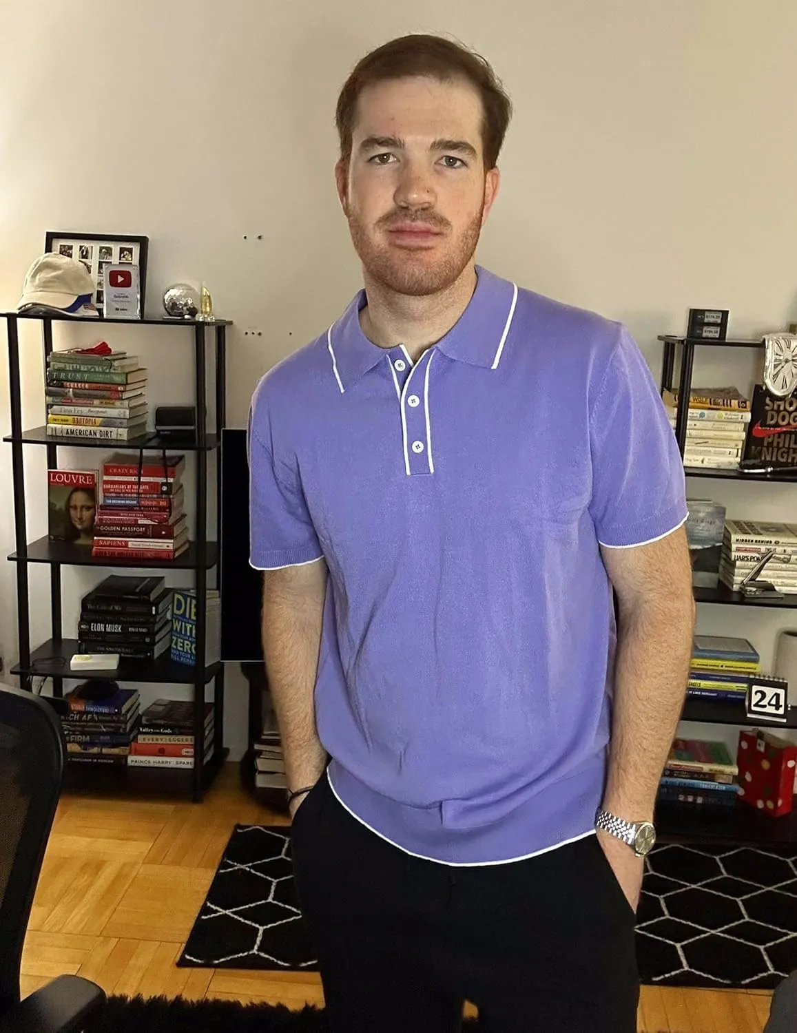 COOFANDY Mens Knit Polo Shirts Short Sleeve Vintage Stretch Polo T Shirts Casual Summer Golf Shirts