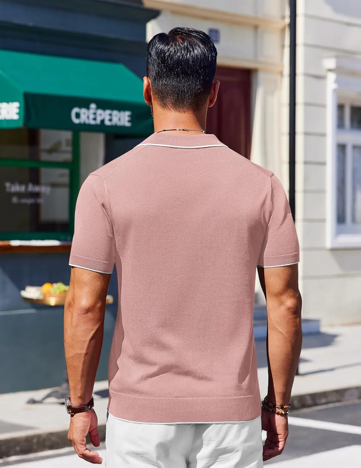 COOFANDY Mens Knit Polo Shirts Short Sleeve Vintage Stretch Polo T Shirts Casual Summer Golf Shirts