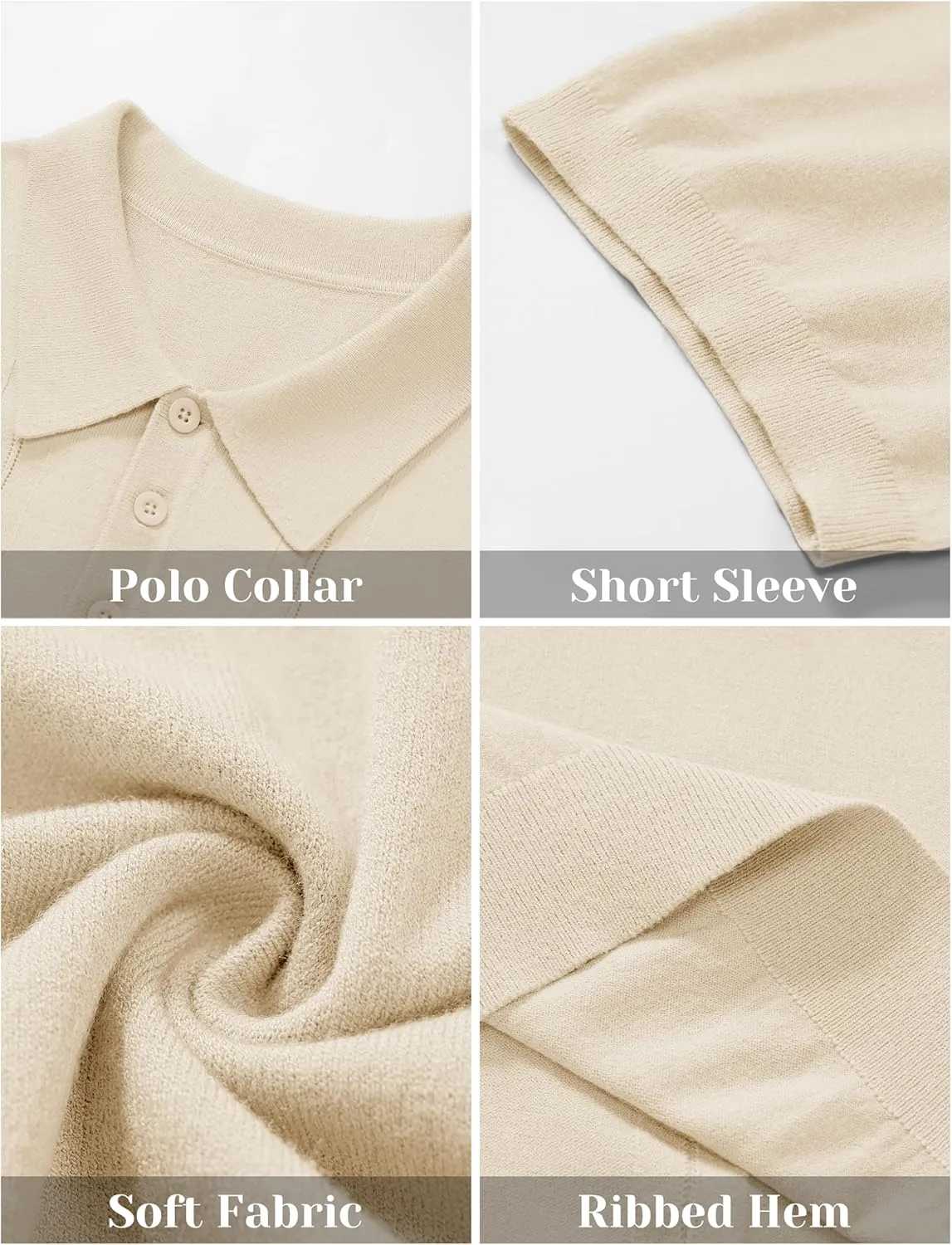 Cotrasen Men's Knit Polo Shirts Short Sleeve Collared T Shirts Slim Fit Casual Golf Polo Shirts
