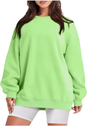 Crewneck Sweatshirts Women Soft Comfy Oversized Sweatshirt Drop Shoulder Long Sleeve Loose Fit Pullover Tops