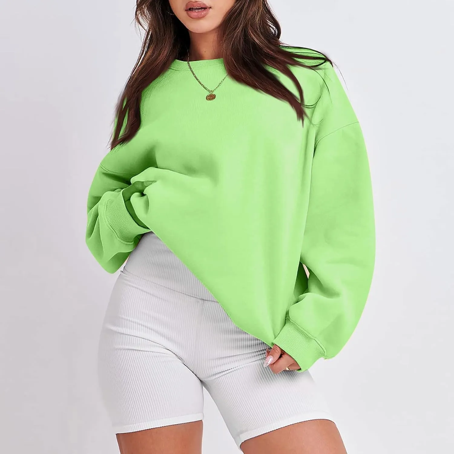 Crewneck Sweatshirts Women Soft Comfy Oversized Sweatshirt Drop Shoulder Long Sleeve Loose Fit Pullover Tops