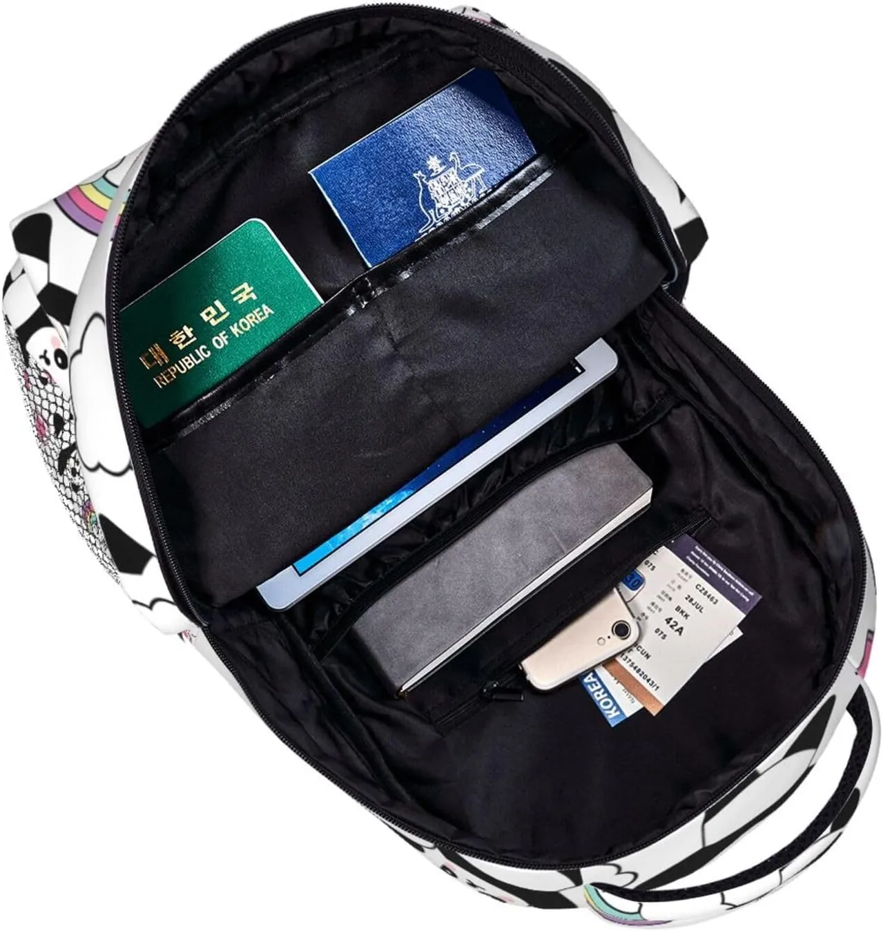 Cute Panda Backpack for Women Man Rainbow Lightweight Laptop Backpacks Book Bag Casual Daypacks for Hiking Travel College Office