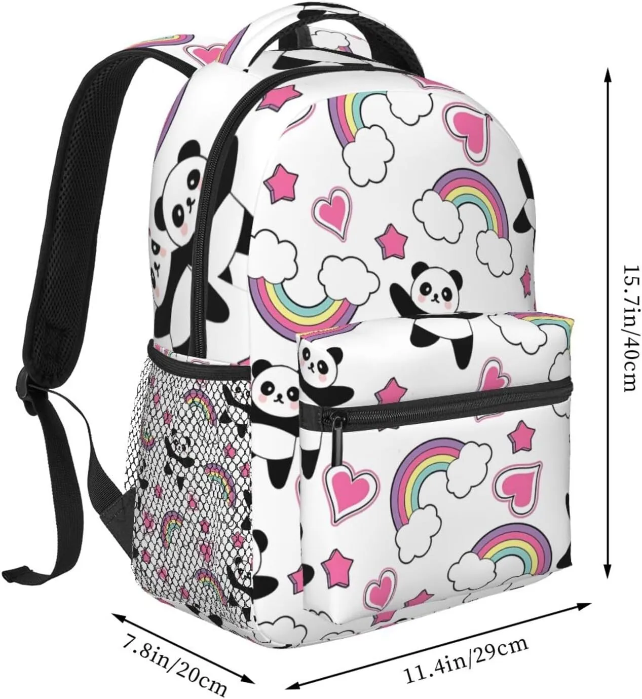 Cute Panda Backpack for Women Man Rainbow Lightweight Laptop Backpacks Book Bag Casual Daypacks for Hiking Travel College Office