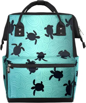 Cute Sea Turtle Diaper Bag Tote Large Capacity Waterproof with Adjustable Shoulder Strap and Pram Straps Mommy Bag for Hospital Beach Weekender Travel