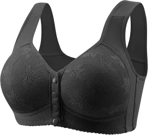 Daisy Bras for Older Women Front Closure Plus Size Bras Senior Wireless No Underwire Push Up Evybliss Bra