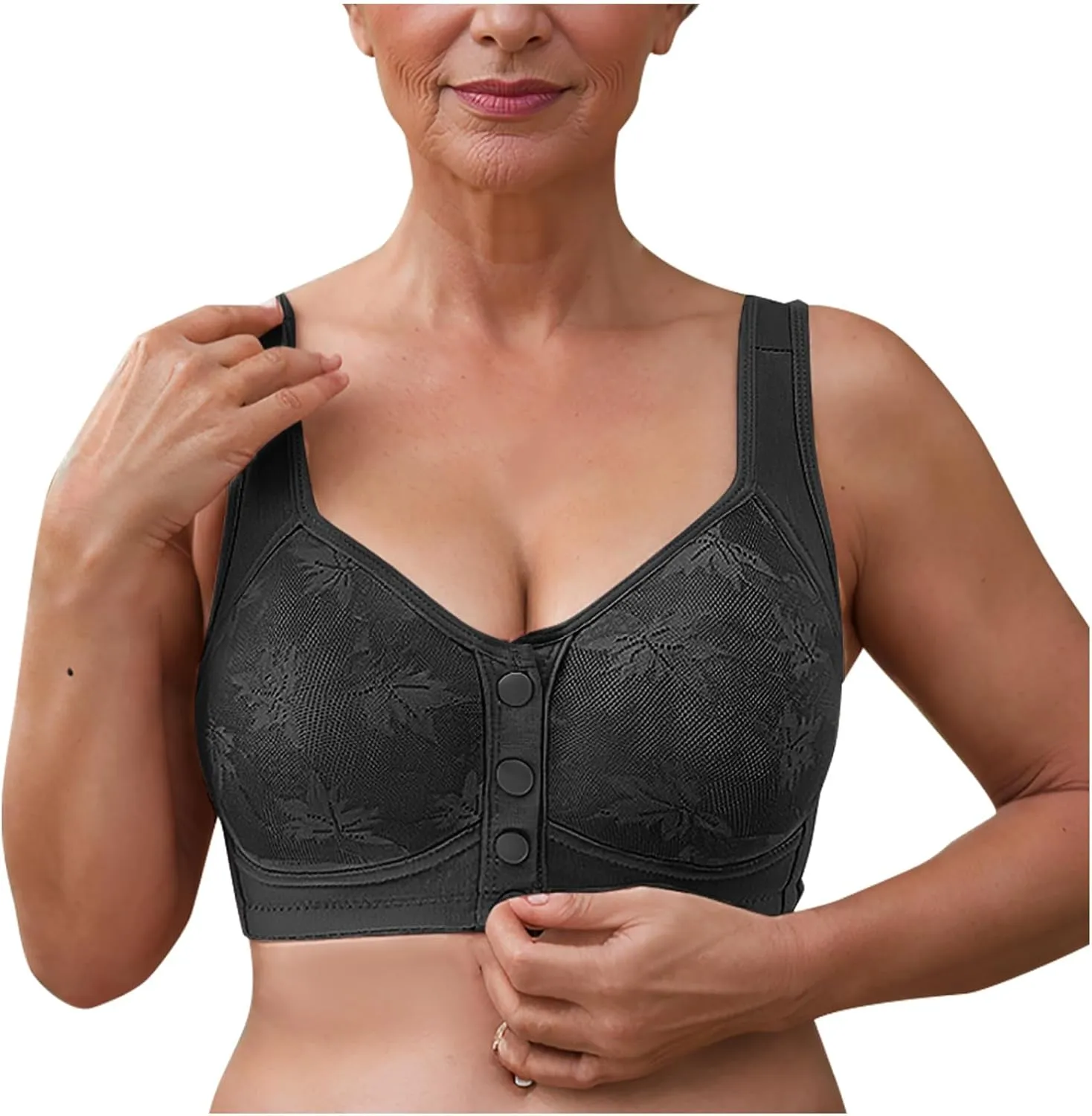 Daisy Bras for Older Women Front Closure Plus Size Bras Senior Wireless No Underwire Push Up Evybliss Bra