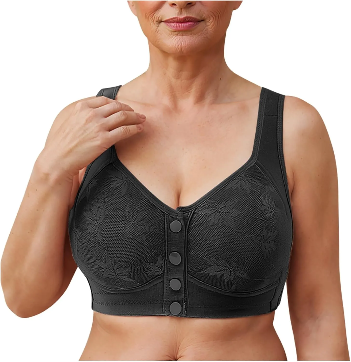 Daisy Bras for Older Women Front Closure Plus Size Bras Senior Wireless No Underwire Push Up Evybliss Bra
