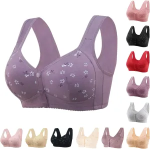 Daisy Bras for Older Women Front Closure Push up Bra No Underwire Senior Bra with Snaps 2025 Upgraded Breathable Cotton Bras