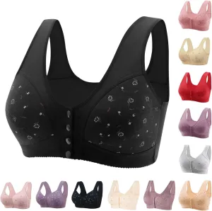 Daisy Bras for Older Women Front Closure Push up Bra No Underwire Senior Bra with Snaps 2025 Upgraded Breathable Cotton Bras