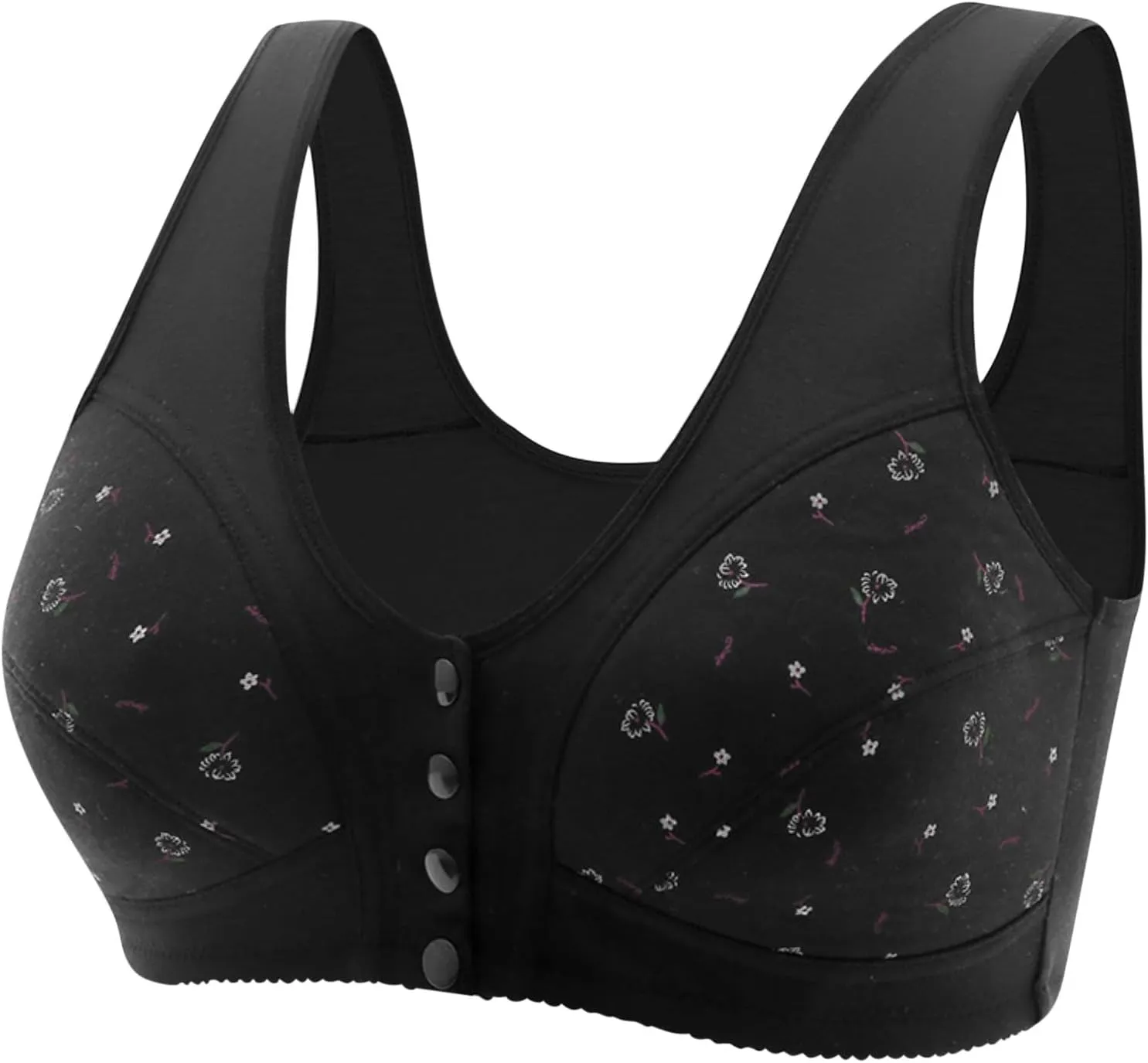 Daisy Bras for Older Women Front Closure Push up Bra No Underwire Senior Bra with Snaps 2025 Upgraded Breathable Cotton Bras