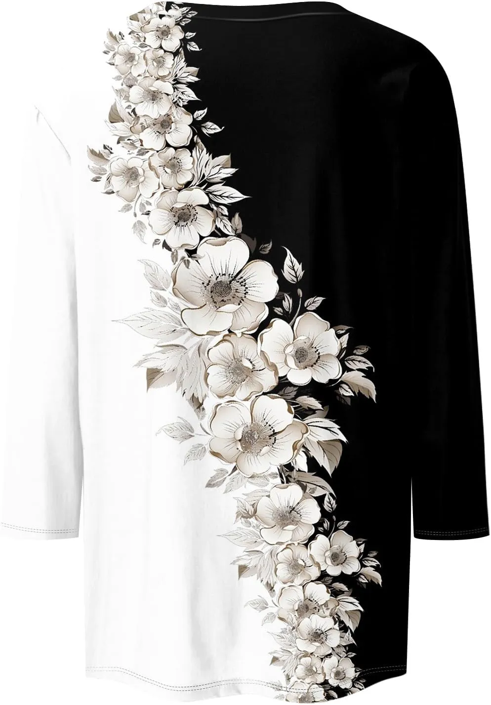Dressy Tops for Women 2024 Elbow Sleeve T-Shirts Cotton Crew Neck Blouses Floral Print Loose Fit Dressy Summer Tops