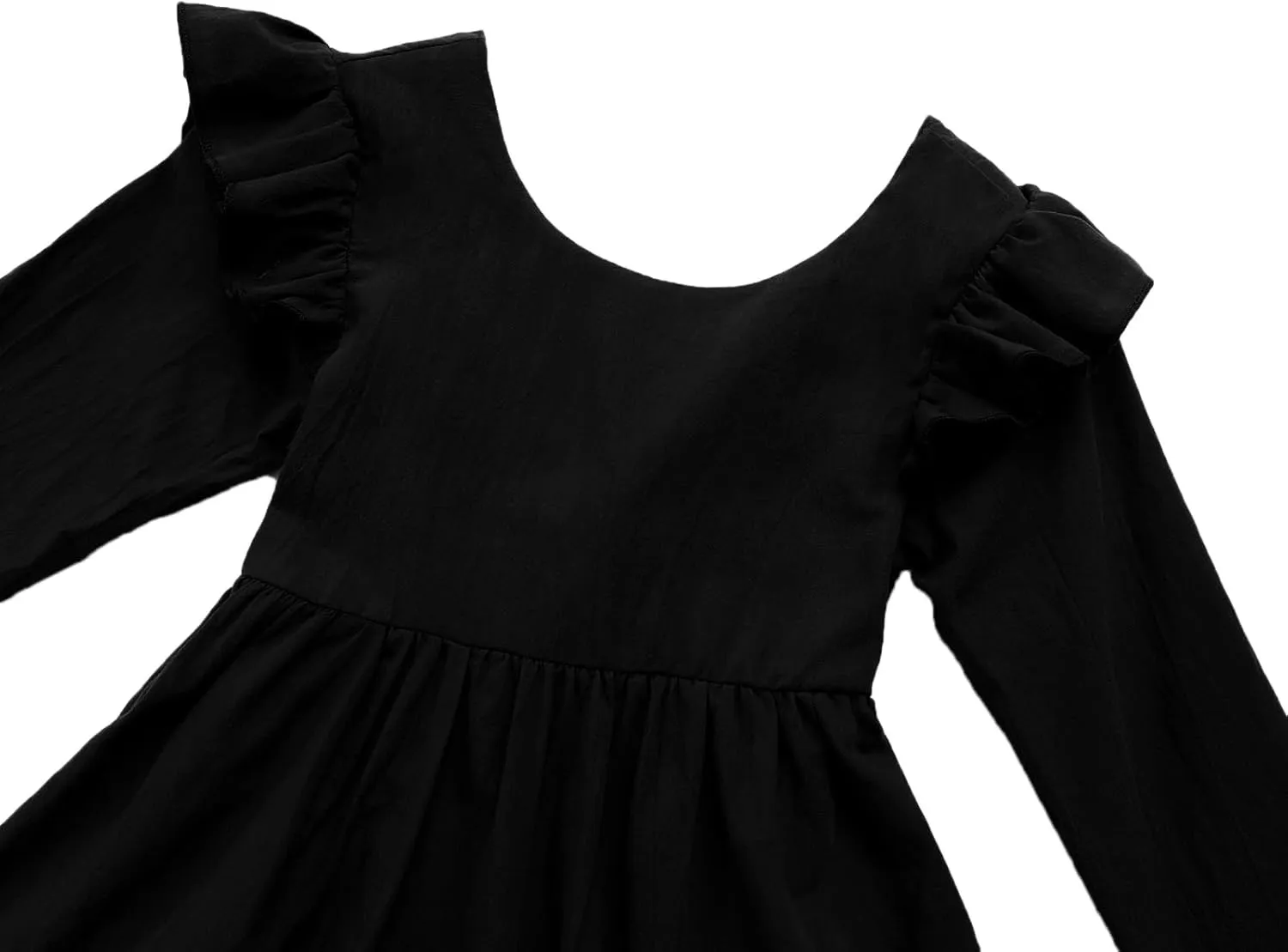 Dutebare Toddler Girls Swing Dress Linen Backless Tie Back Ruffle Hem Kid Casual Beach Dresses