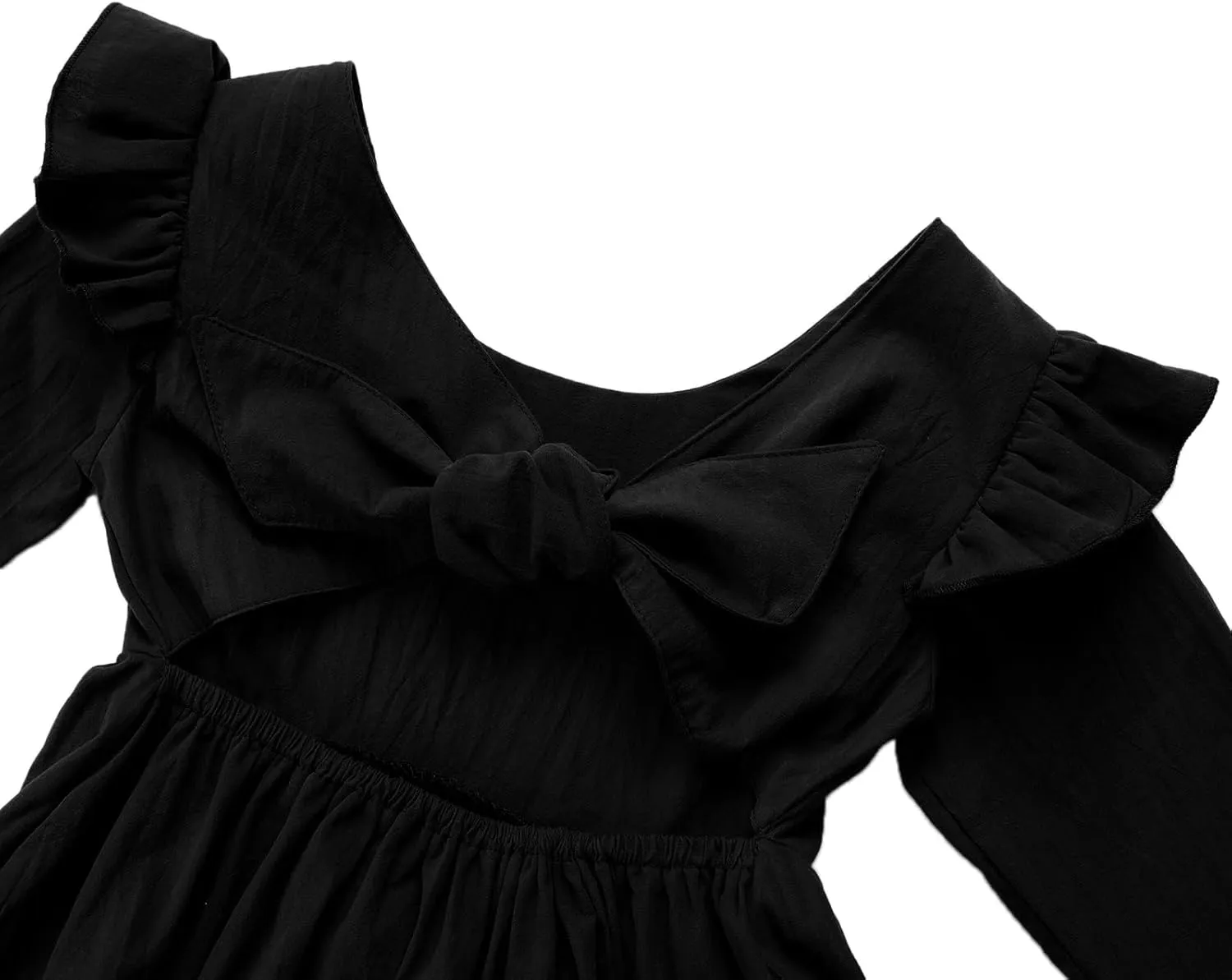 Dutebare Toddler Girls Swing Dress Linen Backless Tie Back Ruffle Hem Kid Casual Beach Dresses