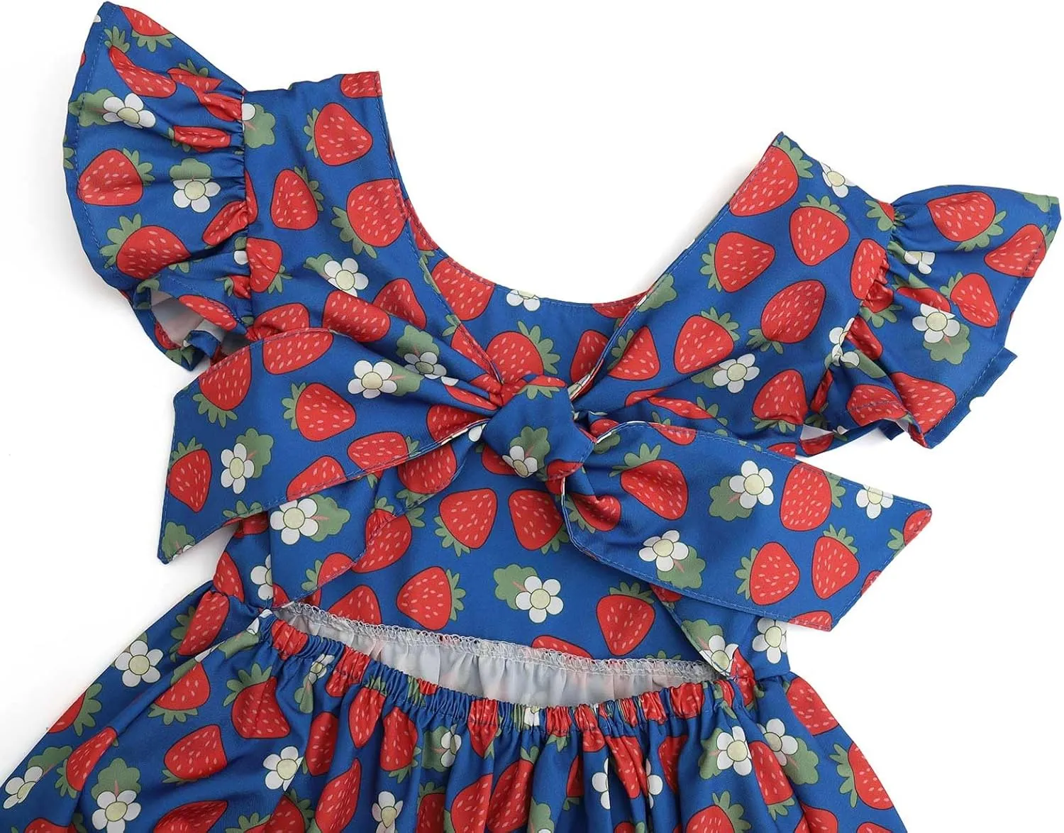 Dutebare Toddler Girls Swing Dress Linen Backless Tie Back Ruffle Hem Kid Casual Beach Dresses