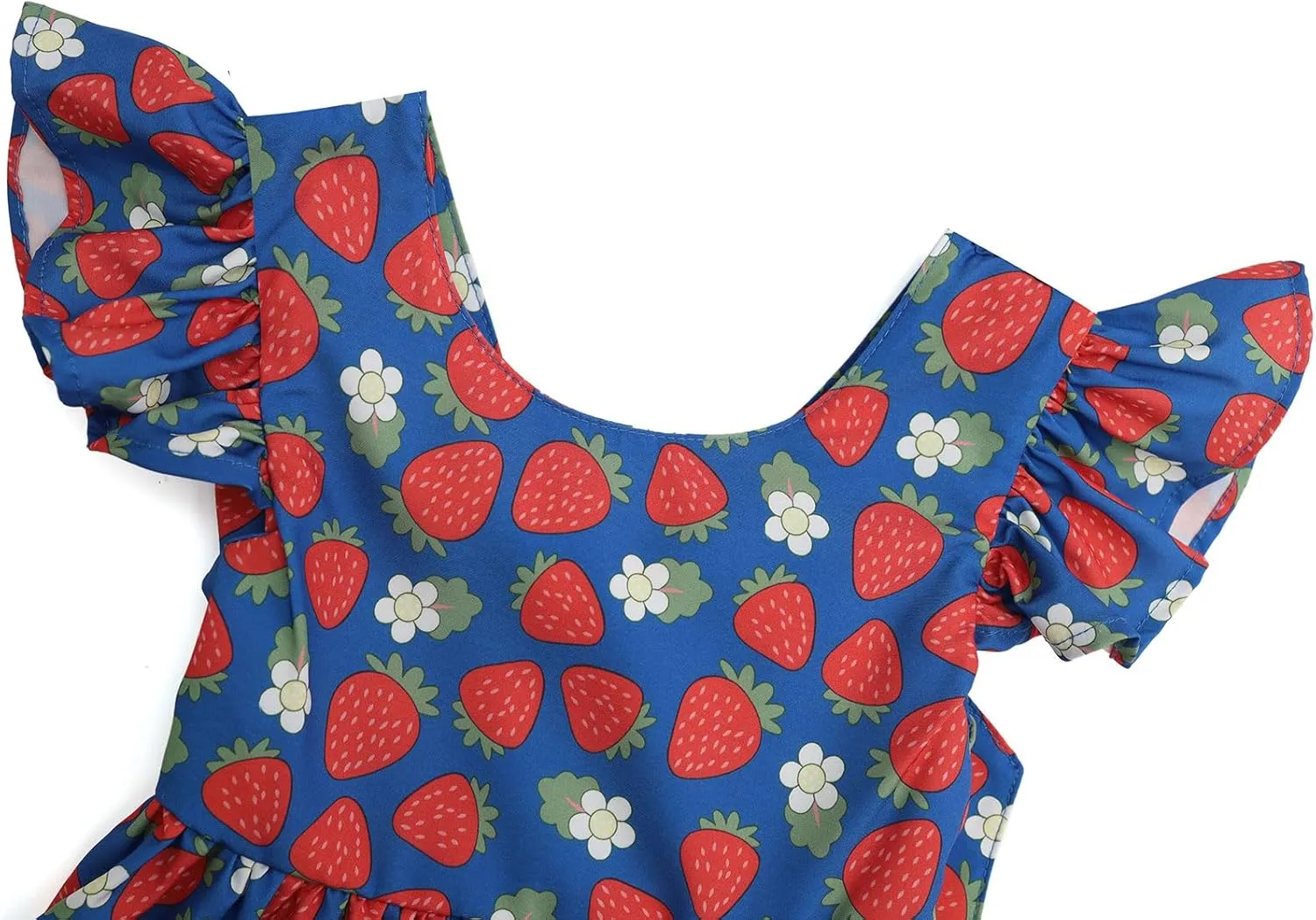 Dutebare Toddler Girls Swing Dress Linen Backless Tie Back Ruffle Hem Kid Casual Beach Dresses