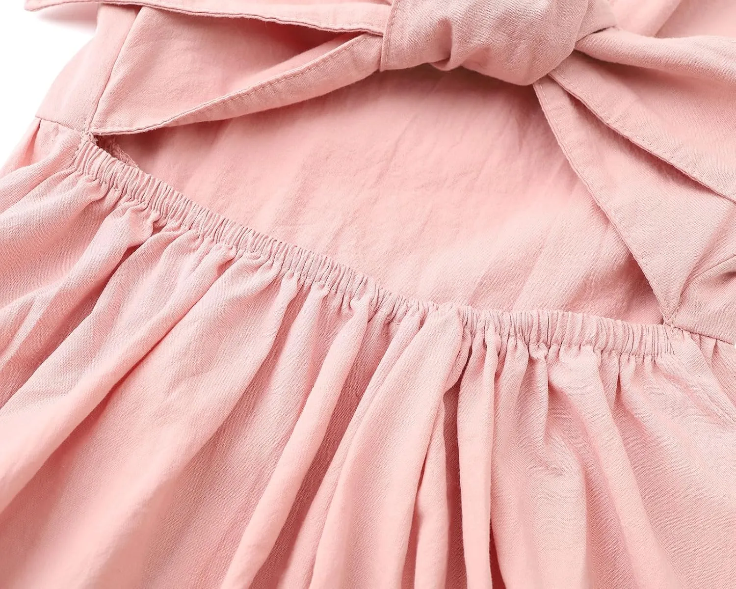 Dutebare Toddler Girls Swing Dress Linen Backless Tie Back Ruffle Hem Kid Casual Beach Dresses