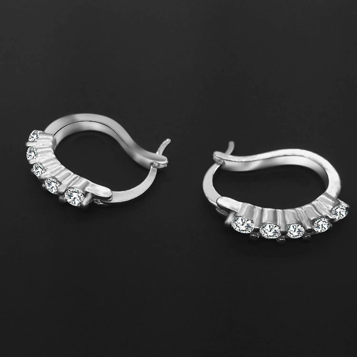 Earring Hoop Stud Drop & Dangle, Women Cubic Zirconia Inlaid Silver Plated U Shape Ear Stud Earrings Jewelry Gift for Women Teen Girls Birthday Christmas Friends Gift