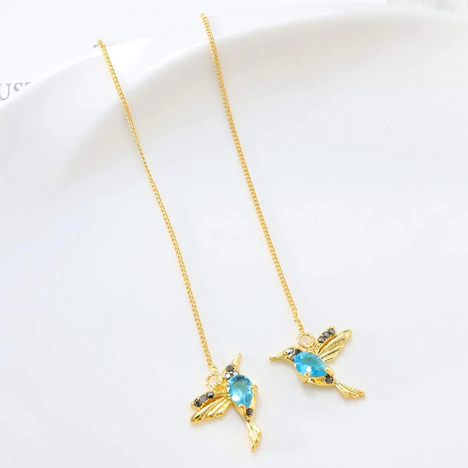 Earring Hoop Stud Drop & Dangle, Women Hummingbird Design Rhinestone Decor Ear Stud Long Tassel Dangle Earrings for Women Teen Girls Birthday Christmas Friends Gift